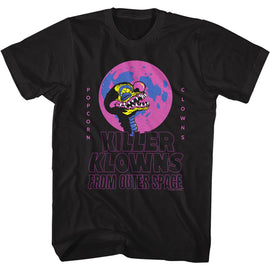 Killer Klowns-Popcorn Clowns-Black Adult S/S T-Shirt - Black