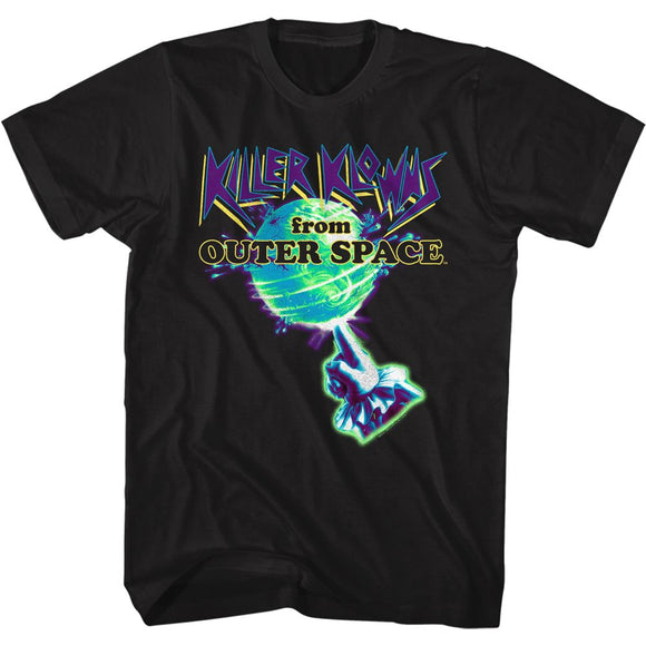 Killer Klowns-Earth And Hand In Neon-Black Adult S/S T-Shirt - Black