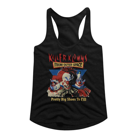 Killer Klowns-Killer Klowns Pretty Big Shoes To Fill-Black Ladies Slimfit Racerback-S - Black