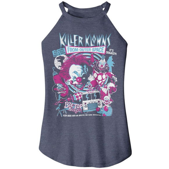 Killer Klowns-Killer Klowns Crazy Bunch-Navy Frost Ladies Sleeveless Rocker Tank-S - Navy Frost