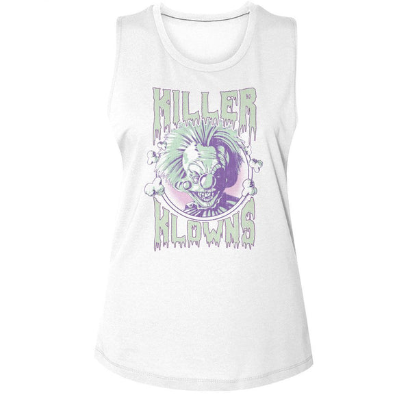 Killer Klowns-Killer Klowns Pastel Popcorn-White Ladies Muscle Tank S - White