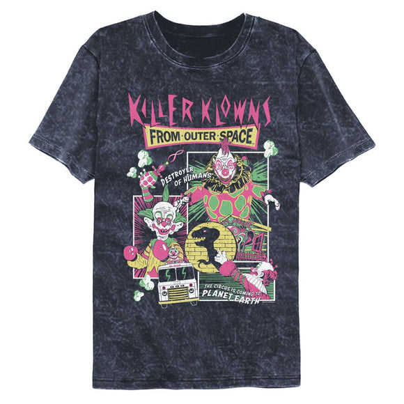 Killer Klowns-Killer Klowns Comic Boxes-Mineral Wash Navy Adult S/S T-Shirt - Navy