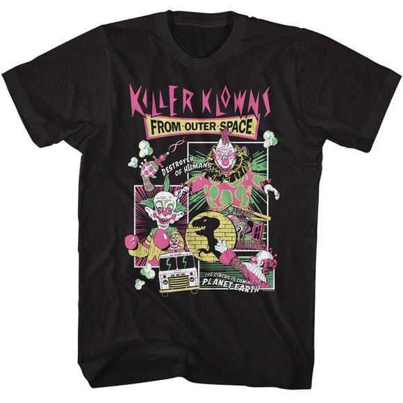 Killer Klowns-Killer Klowns Comic Boxes-Black Adult S/S T-Shirt - Black