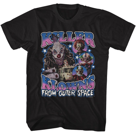 Killer Klowns-Killer Klowns Collage-Black Adult S/S T-Shirt - Black