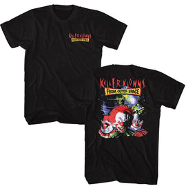 Killer Klowns-Killer Klowns In Space Front And Back-Black Adult S/S T-Shirt ***F&B***-S - Black