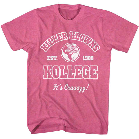 Killer Klowns-Killer Klowns Kollege-Retro Pink Heather Adult S/S T-Shirt - Retro Pink Heather