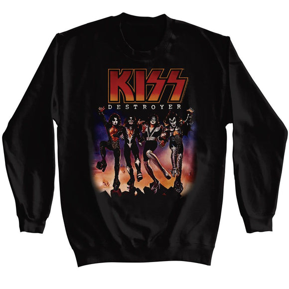 Kiss-Kiss Destroyer-Black Adult L/S Sweatshirt-S - Black