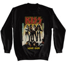 Kiss-Kiss Love Gun-Black Adult L/S Sweatshirt-S - Black