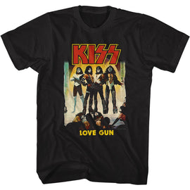 Kiss-Love Gun-Black Adult S/S T-Shirt - Black