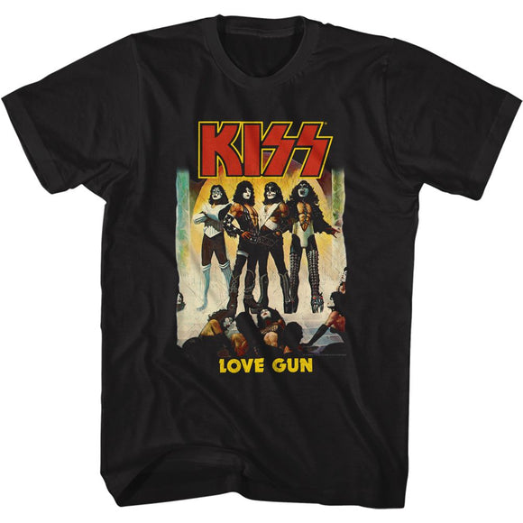 Kiss-Love Gun-Black Adult S/S T-Shirt - Black