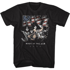 Kiss-Amerikiss-Black Adult S/S T-Shirt - Black