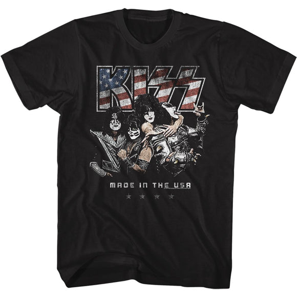 Kiss-Amerikiss-Black Adult S/S T-Shirt - Black