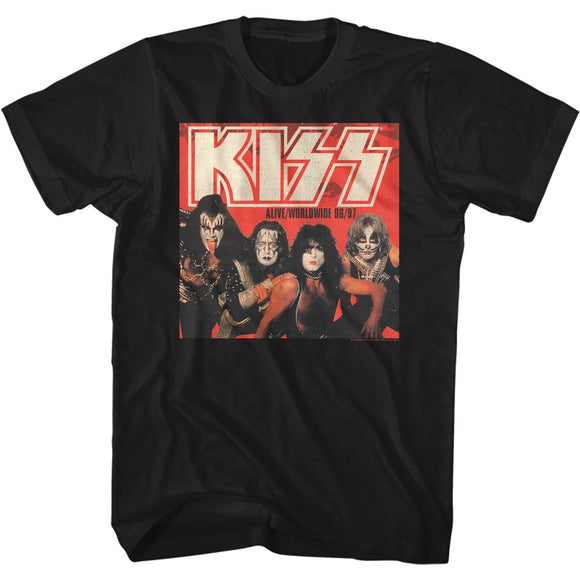 Kiss-Aliveworldwide-Black Adult S/S T-Shirt - Black