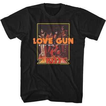 Kiss-Love Gun Japanese Txt-Black Adult S/S T-Shirt - Black