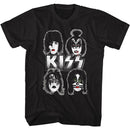 Kiss-Band Faces-Black Adult S/S T-Shirt - Black