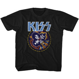 Kiss-Skull Circle-Black Youth S/S T-Shirt (7-8) - Black