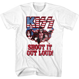 Kiss-Shout-White Adult S/S T-Shirt - White