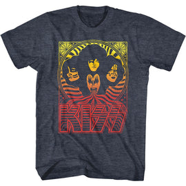 Kiss-Waves-Navy Heather Adult S/S T-Shirt - Navy Heather