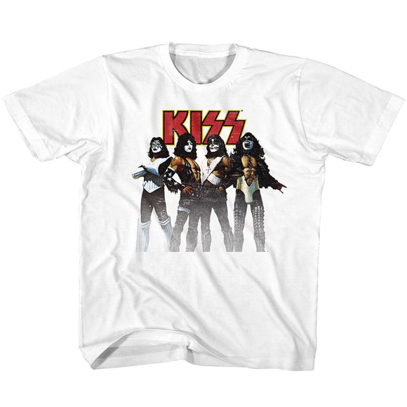 Kiss-Kiss Band-White Youth S/S T-Shirt-Xs (5-6) - White