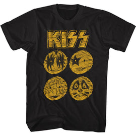 Kiss-Band Sketch-Black Adult S/S T-Shirt - Black