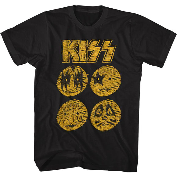 Kiss-Band Sketch-Black Adult S/S T-Shirt - Black