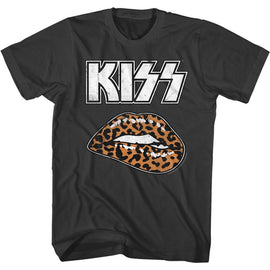 Kiss-Leopard Lip-Smoke Adult S/S T-Shirt - Smoke