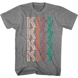 Kiss-Washed Out Logo-Graphite Heather Adult S/S T-Shirt - Graphite Heather