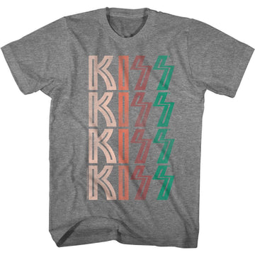 Kiss-Washed Out Logo-Graphite Heather Adult S/S T-Shirt - Graphite Heather