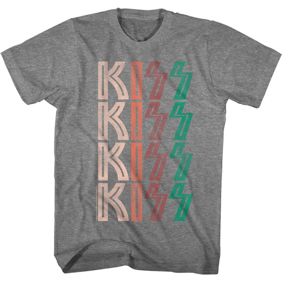Kiss-Washed Out Logo-Graphite Heather Adult S/S T-Shirt - Graphite Heather