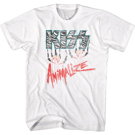 Kiss-Animalize Logo-White Adult S/S T-Shirt - White