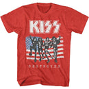 Kiss-American Flag Kiss-Red Heather Adult S/S T-Shirt - Red Heather