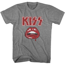 Kiss-Kiss Drip-Graphite Heather Adult S/S T-Shirt - Graphite Heather