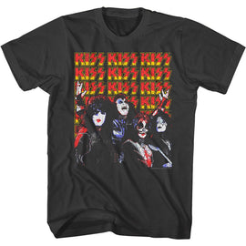 Kiss-Lots Of Logos-Smoke Adult S/S T-Shirt - Smoke