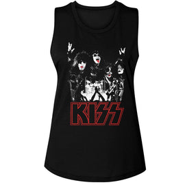 Kiss-Kiss Concert-Black Ladies Muscle Tank-S - Black