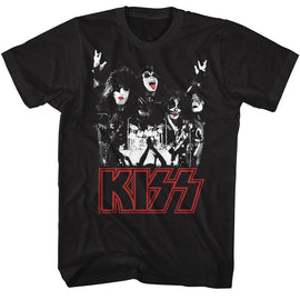 Kiss-Kiss Concert-Black Adult S/S T-Shirt - Black