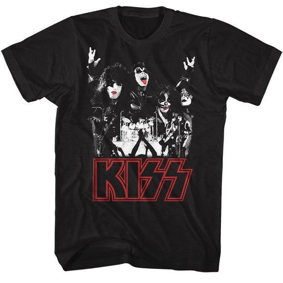 Kiss-Kiss Concert-Black Adult S/S T-Shirt - Black