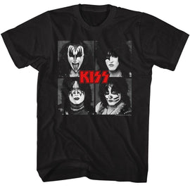 Kiss-Kiss Four Squares-Black Adult S/S T-Shirt - Black