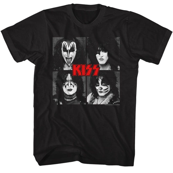 Kiss-Kiss Four Squares-Black Adult S/S T-Shirt - Black
