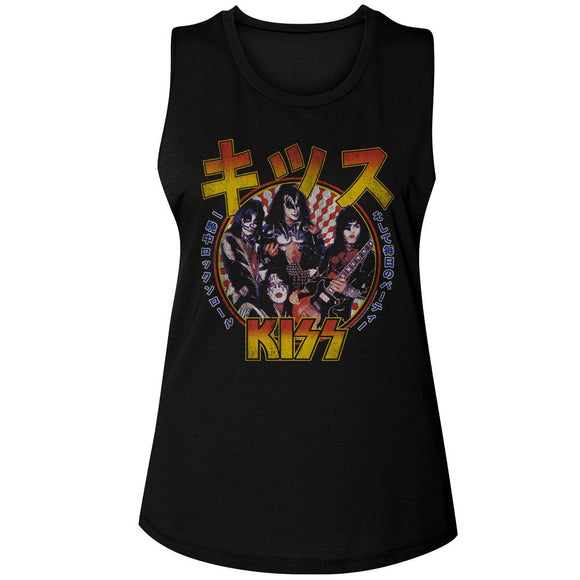 Kiss-Kiss Rr All Nite Japanese-Black Ladies Muscle Tank-S - Black