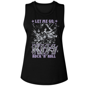 Kiss-Kiss Glass Breaking-Black Ladies Muscle Tank-S - Black