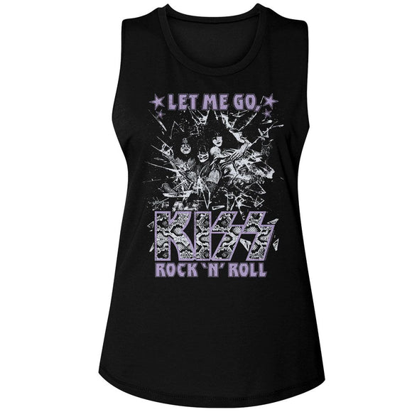Kiss-Kiss Glass Breaking-Black Ladies Muscle Tank-S - Black