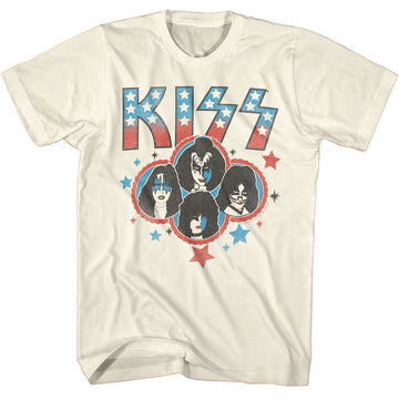 Kiss-Kiss Americana Stars-Natural Adult S/S T-Shirt - Natural
