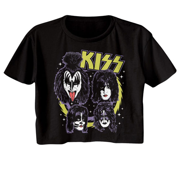 Kiss-Kiss Spike Circles-Black Ladies S/S Festival Cali Crop-S - Black