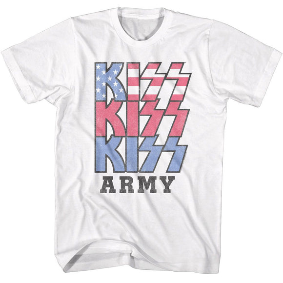 Kiss-Kiss Patriotic Logo-White Adult S/S T-Shirt - White