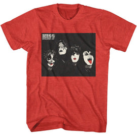 Kiss-Kiss Halftone Photo-Red Heather Adult S/S T-Shirt - Red Heather