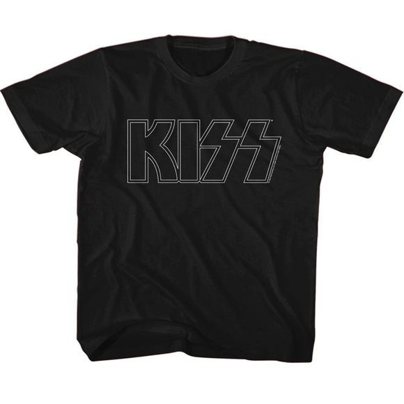 Kiss-Kiss Outline-Black Toddler S/S T-Shirt-3T - Black
