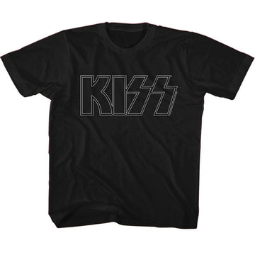 Kiss-Kiss Outline-Black Youth S/S T-Shirt-Xs (5-6) - Black