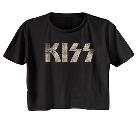 Kiss-Kiss Logo-Black Ladies S/S Festival Cali Crop-S - Black