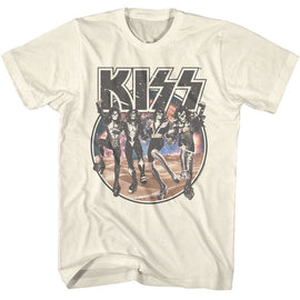 Kiss-Kiss Space Circle With Skeleton Band-Natural Adult S/S T-Shirt - Natural
