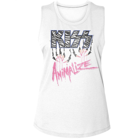 Kiss-Kiss Animalize-White Ladies Muscle Tank S - White